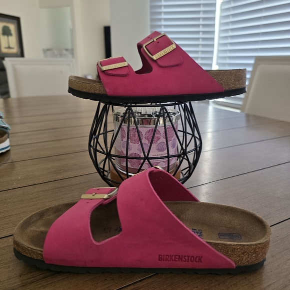 Birkenstock Arizona Womens Fuschia Birko-Flor Sandals ** Size 7 ** - Picture 3 of 8